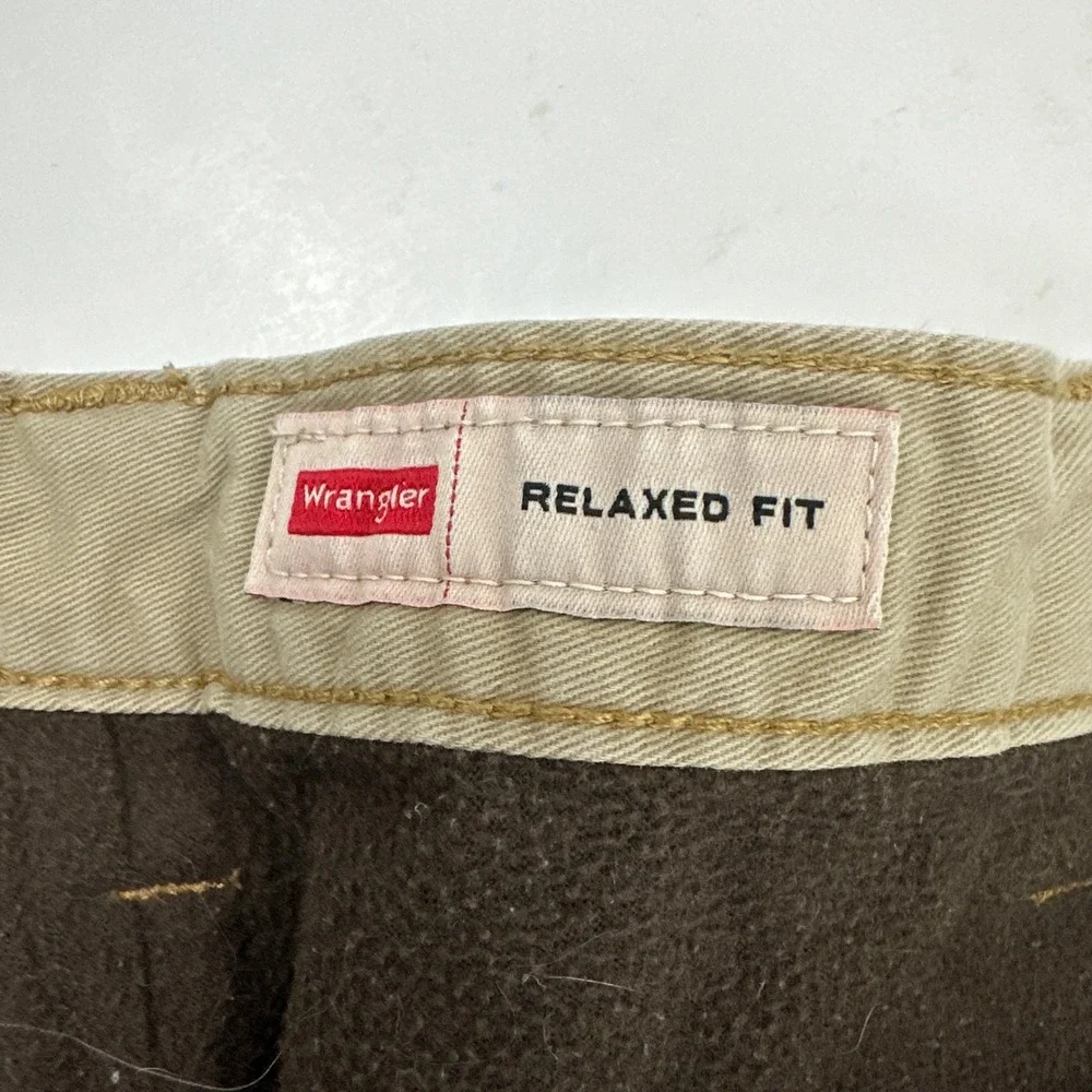 Wrangler Cargo Pants Mens 40x30 Khaki Relaxed Fit Flannel Fleece Lined